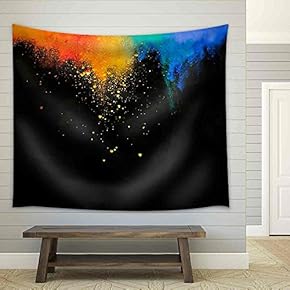 Colorful Red Yellow and Blue Powder Flying in The Air - Fabric Wall Tapestry Home Decor - 51x60 inches