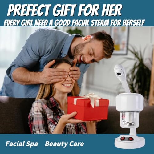 Excefore Portable 3-in-1 Ozone Facial Steamer - Personal Care Humidifier & Essential Oil Steamer with Rotatable Arm - Ideal for Home or Salon Use, White
