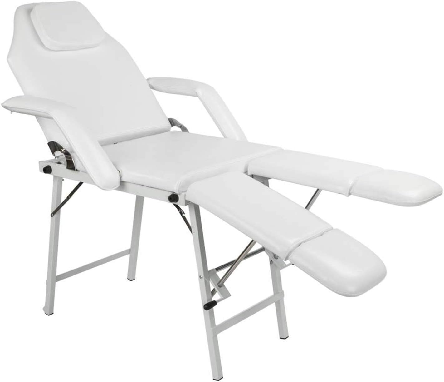 SHUTAO 72" Adjustable Salon SPA Pedicure Massage Tattoo Therapy Bed Split Leg Chair Beauty Equipment White