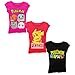 Pokemon Big Girls 3 Pack Short Sleeve Tee Bundle, Red/black/Light Pink, S-7