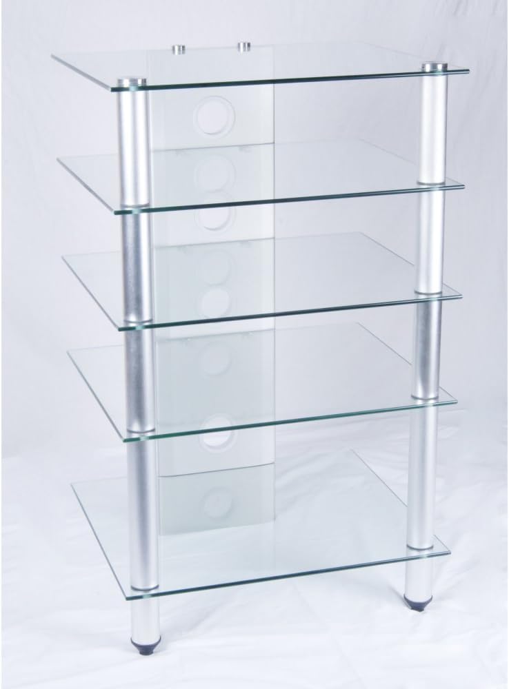Tier One Designs Clear Glass TV Stand/Audio Rack, 25"