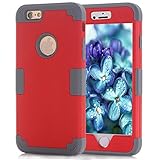 iPhone 6 Case 4.7, iPhone 6 Cases Hard Cover Shell TPU Rubber 2 Piece Ultra Slim Thin Bumper Covers Apple iPhone 6S Case Durable Protective Design Hybrid Defender Heavy Duty Shockproof (Red Grey)