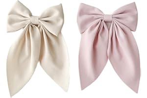 PLINUBLA 2Pcs Solid Big Ponytail Bow Alligator Hair Clips Duckbill Barrettes Hair Accessories for Baby Girls Toddlers Kids Teens Women