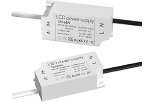 Lustaled 24W LED 12V Power Supply, IP67 Waterproof DC 12V LED Driver 110V AC to 12V DC Constant Voltage Converter 1.5A Transformer Adapter for LED Tape, LED Strip Indoor & Outdoor Use (2-Pack)
