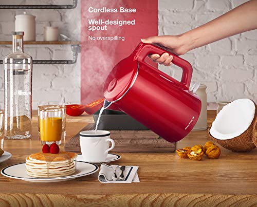 Premium Cordless Hot Water Electric Tea Kettle - Automatic Shut Off - Double Wall Cool Touch - Water Heater Boiler, Fast Boil - Portable Kettle - British Strix Сontroller - Thumbnail 5