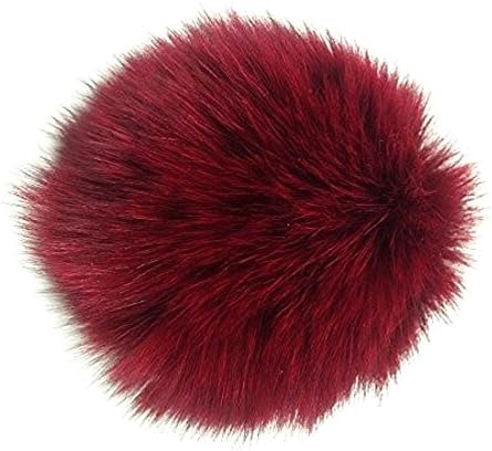 TOPCHOICE Pom Pom Faux Fur Ball Keychain/Keyring, Burgundy