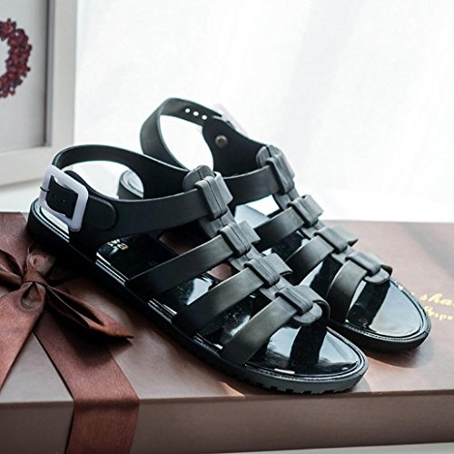 Sunfei Women Summer Beach Holiday Crystal Shoes Plastic Shoes Jelly Sandals (39, Black) - Thumbnail 4
