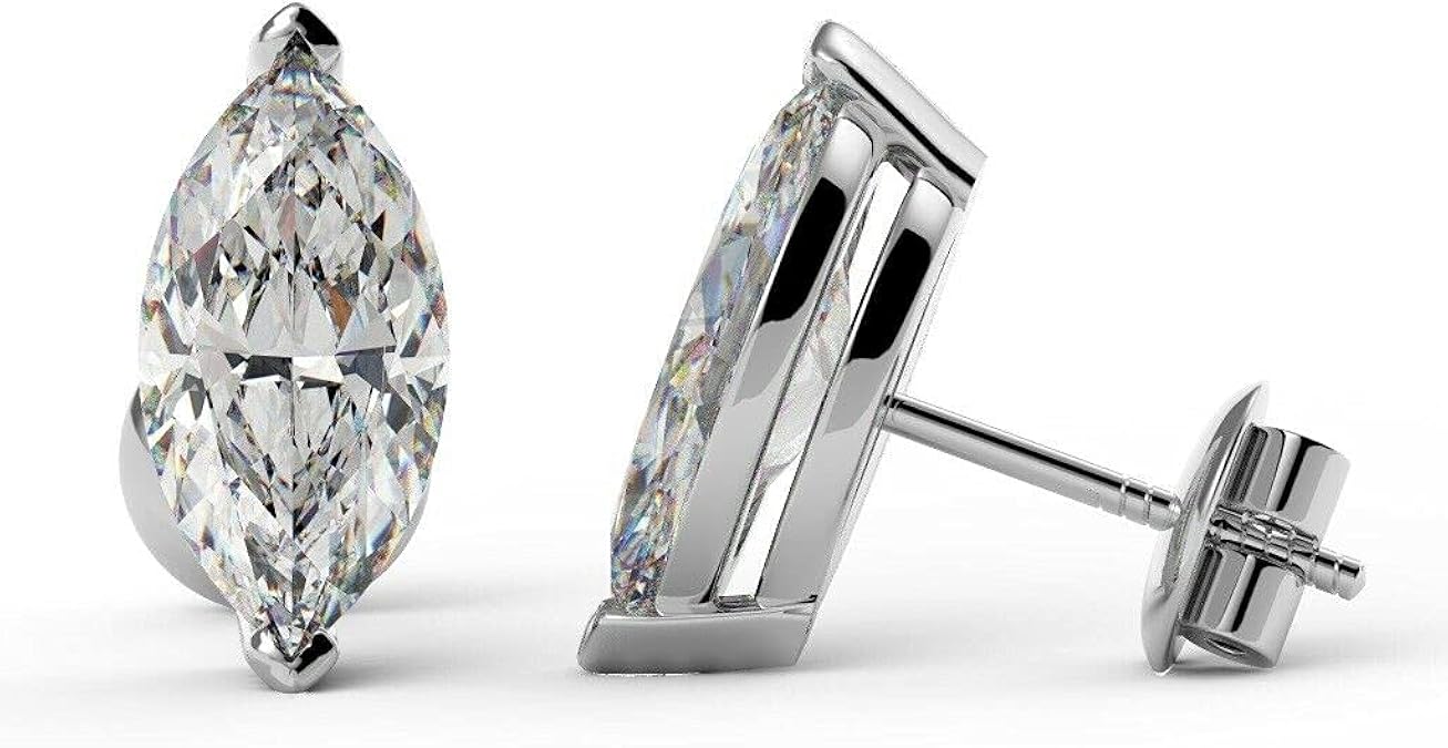 0.20Ct Marquise Diamond Solitaire Stud Earrings in Platinum Amazon.co.uk Jewellery