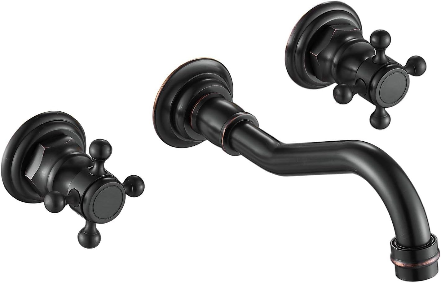 Wall Mount Bathroom Sink Taps Double Handles 3 Hole Oil Rubbed Bronze Bathroom Mixer Tap Gudetap