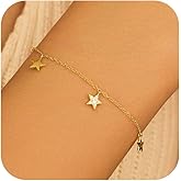 LOVPEPY Dainty CZ Star Bracelet for Women,925 Sterling Silver Shiny Star Link to Daughter Mother 14K Gold Plated Sparkling Zirconia Fashion Wedding Birthday Gift Jewelry