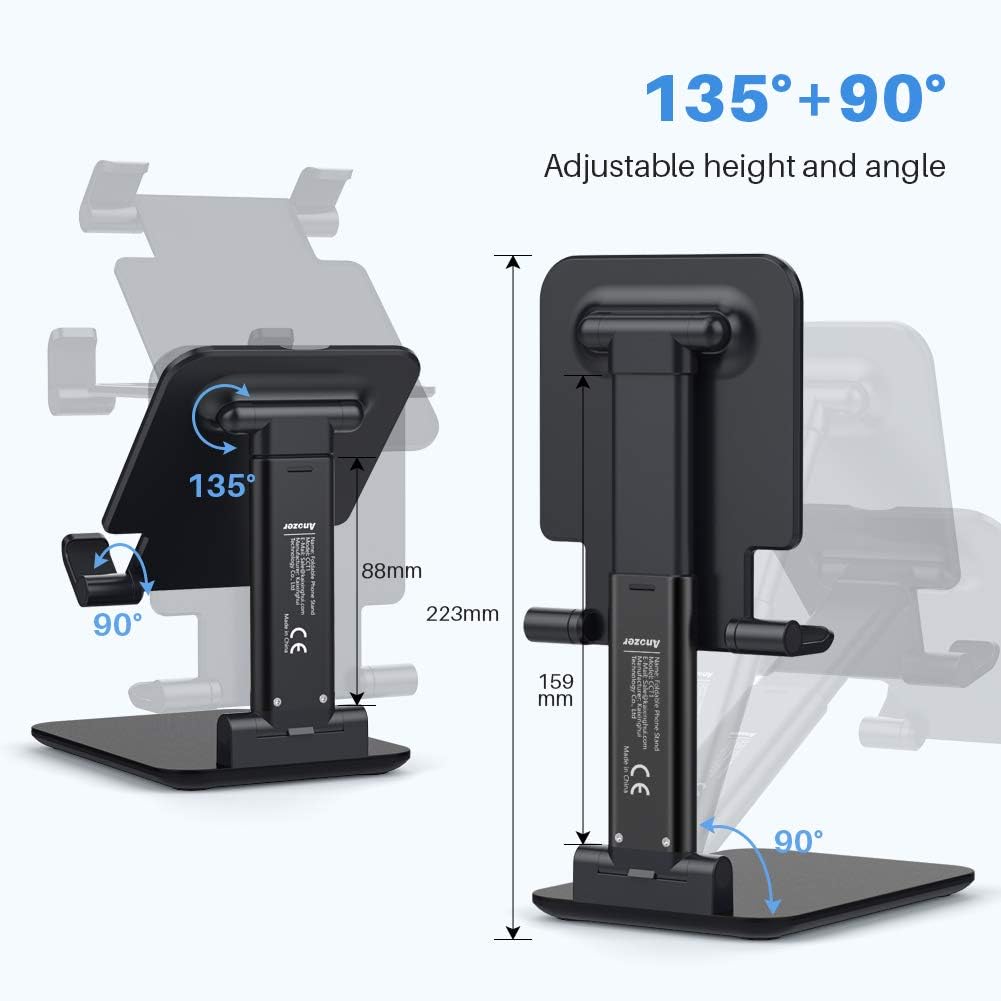 Anozer Foldable & Adjustable Tablet Stand, [2021 Updated] Extendable Compact Desktop Tablet Stand Holder Cradle Dock Compatible with Phones, iPad, Samsung Galaxy Tabs, Kindle(13’’ Max): Electronics