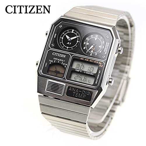 Citizen Record Label Analog Digital Watch Chronograph Analog Digital CITIZEN, multicolor (black / silver), 1 piece, Bracelet Type