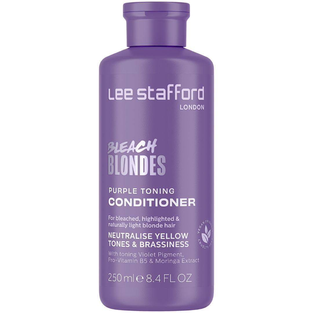 Lee Stafford Purple Toning Conditioner | Bleach Blonde Collection - Neutralizes Brassy & Yellow Tones, Great for Bleached, Highlighted, & Grey Hair, Hydrating & Adds Shine to Dry Damaged Hair, 250 ml โ image 1