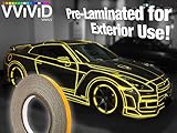 VViViD Reflective Fine Line Detail Tape Stripe 1cm x 3m Prelaminated for Interior/Exterior Use (Gold Yellow)