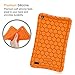 Fintie Silicone Case for Amazon Fire 7 Tablet (Previous Generation - 7th, 2017 Release) - [Honey Comb Upgraded Version] [Kids Friendly] Light Weight [Anti Slip] Shock Proof Protective Cover, Orange