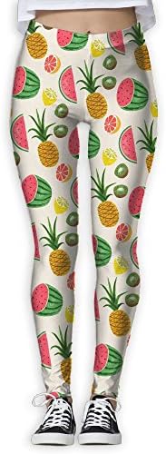 Accxvyu Fruits Pineapple Watermelon Kiwi Girls' Cool Full-Length Yoga Workout Leggings