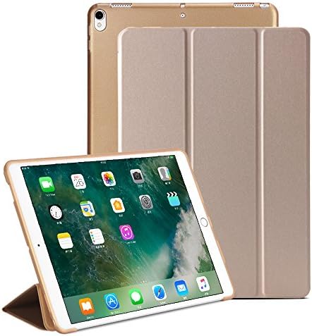 iPad Pro 10.5 Case, XULIS Lightweight Smart Case, PU Leather Front and Translucent Soft TPU Back With Tri-Fold Stand and Magnetic Auto Sleep/ Wake Function for iPad Pro 10.5 2017 Release（Gold）