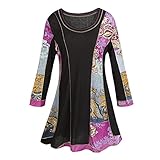 Women's Tunic Top - Amethyst Allure Black & Purple Paisley Print Blouse
