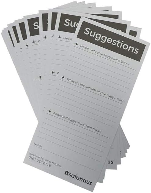 Safehaus SB125 Suggestion/Comments Box Cards (25 Pack)
