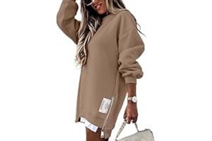 CHICME BEST SHOPPING DEALS Chic Me Womens Long Sleeve Zipper Slit Sweatshirt Casual Pullover Zipper Hoodies