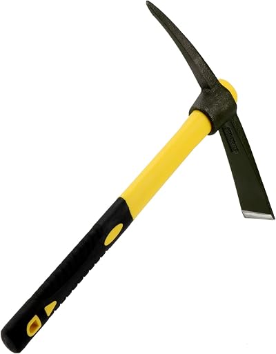 JEUIHAU 15 Inches Pick Mattock Hoe Forged Adze with Fiberglass Handle