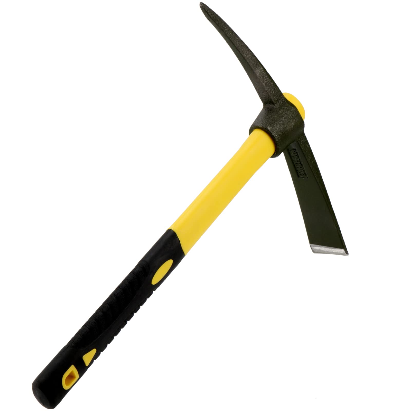 JEUIHAU 15 Inches Pick Mattock Hoe, Forged Adze Hoe with Plastic Coated Fiberglass Handle, 1.5 Lb Weeding Mattock Hoe for Gardening, Loosening Soil, Camping, Planting