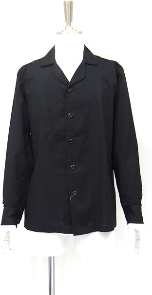 Amazon ボウリングシャツ シャツ メンズ 黒シャツ 長袖 綿 コットン 100 黒 サイズ S 38cm M 40cm シャツ 通販