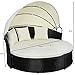 Tangkula Patio Furniture Outdoor Lawn Backyard Poolside Garden Round with Retractable Canopy Wicker Rattan 72.5 inch Round Daybed, Seating Separates Cushioned Seats (3 Pillows)