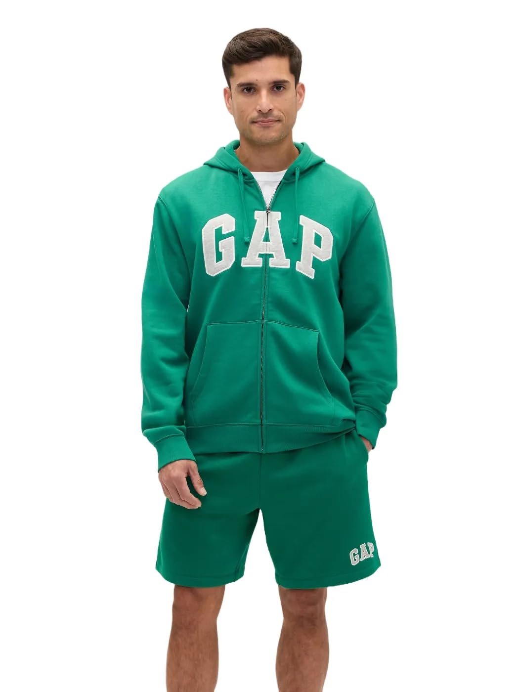 GAP Mens Heritage Logo Full Zip Hoodie Holiday Green XL