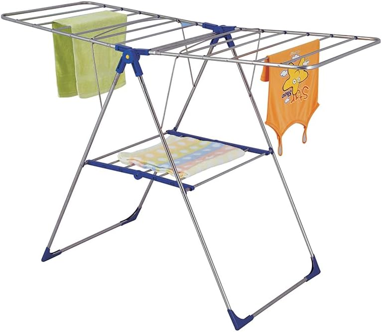 - Tendedero Grande Tetras 18M - Acero Inoxidable Gris y Negro - Dimensiones 137x60x92cm - Plegable - Ideal para secar la Ropa - Ahorra Espacio - Práctico y Duradero - Color estándar