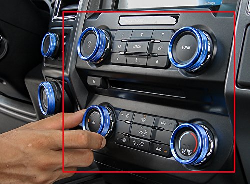 Aluminum Alloy Car Inner side Air Conditioner Switch Knob Ring Cover Trim For Ford F150 XLT 2016 2017 2018 (Blue) - Thumbnail 5