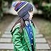 Connectyle Girls Boys Kids Warm Knit Winter Hats Pom Pom Striped Cuff Beanie Hat with Earflap, L:19.5 