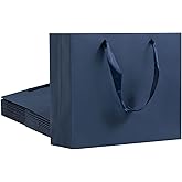 Umoonfine Navy Blue Gift Bags 12 Pack, 10.6x3.1x8.6 inches Navy Blue Shopping Bags Gift Wrap Bags Reusable Kraft Navy Blue Paper Bags with Handles Bulk for Shopping, Retail, Merchandise Business