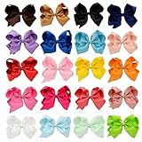 Pretty See Grosgrain Ribbon Bow Hair Clips 6'' Large Boutique Hair Bows for All Ages, 20Pcs/Set
