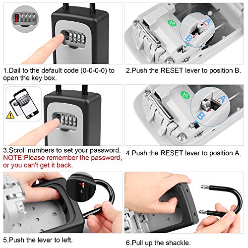 Key Storage Lock Box, Key Lock Box with Code 4 Digit Combination