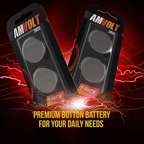 AmVolt CR2032 Battery 220mAh 3 Volt Lithium Battery Coin Button Cell