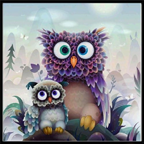Franterd Lovely Animal - Owl &amp; Mom, DIY 5D Diamond Painting Kit, Cross Stitch Craft Kits Rhinestone Embroidery Wall Stickers Pasted Picture Drawing for Living Room Craft Home Wall Decor
