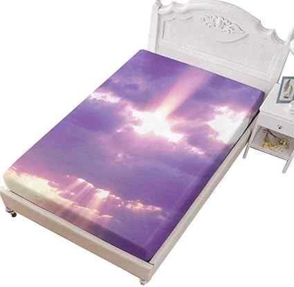 SoSung Sábana bajera ajustable 100% microfibra suave transpirable cielo