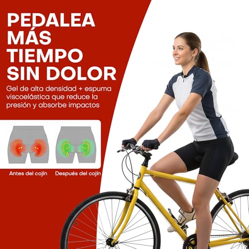 Samos® Sillin Cubre Bicicleta Gel, Asiento Cojin, Funda Sillín Acolchado y Comodo, Estatica Gel para Bicicleta MTB y Spinning, Accesorios para Bici, Confortable para Bici Estática
