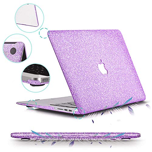 MacBook Air 13 inch Case,Anban Glitter Bling Smooth Protective Laptop Shell Slim Snap On Case with Keyboard Cover Compatible MacBook Air 13" (A1369 & A1466),Shining Purple