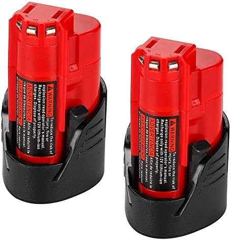 2Packs Powayup for M12 10.8V 2.0Ah Li-ion Replacement for Milwaukee Battery, 48-11-2401, 48-59-1812, 48-11-2411, 48-11-2420, C12 B, C12BX, 48-59-1812, 2510-20, 48-59-2401 Cordless Power Tools