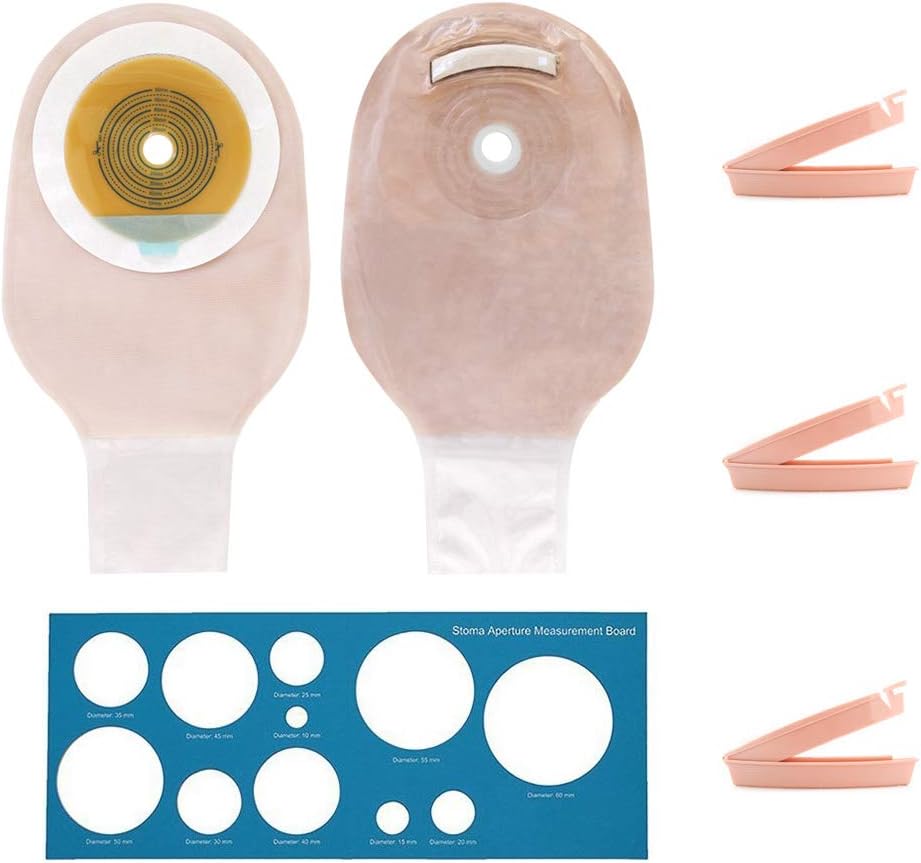 Ostomy Bags - 10pcs PE Drainable Pouches with Closure for Colostomy Ileostomy Stoma Care, Measure Cut-to-Fit, One-Piece System