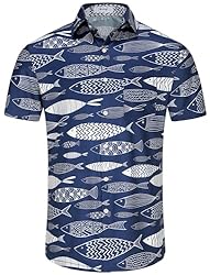 KYKU Fishing Shirts for Men Short Sleeve Hawaiian