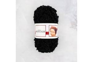 De Witte Engel Mohair Bouclé Yarn, Doll Hair, Waldorf Doll Making Hair (Black)