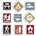 Blulu 9 Pcs Camping Themed Party Decorations, 10-11.8 Inch Laminated Camping Sign Cutouts, Picnic Theme Party Signs, Climbing Fishing Tents Campfire Trash Car Paper Cutouts with 40 Glue Point Dots