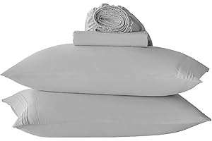 Yibeizi Light Grey Sheet Set Full Size, Kids Bedsheets Microfiber Deep Pocket Cute Bed Sheet & Pillowcase Sets 4 Pieces