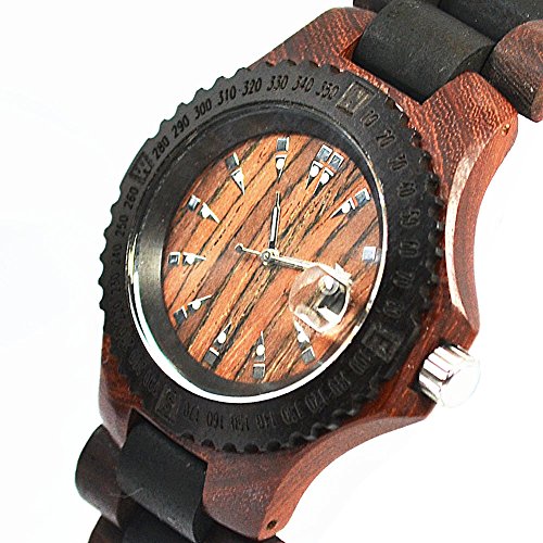 Readeel Brown Dial Wooden Quartz Analog Men Watch with Date Calendar