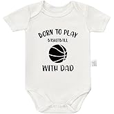 Cviwsluad Born to Play Basketball with Dad Baby Bodysuit, Gender Neutral Infant Clothes, Boys Girls Short Sleeve Jumpsuits