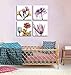 YPY 4 Panels Watercolor Colorful Flowers Wall Art - Multi Color Floral Picture Bedroom Decor - Abstract Elegant Flowers Canvas Painting for Girls Room (12