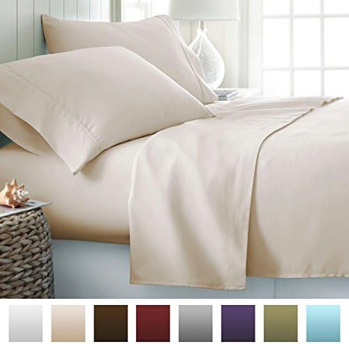 Beckham Hotel Collection 1500 Series Luxury Soft Brushed Microfiber Bed Sheet Set Deep Pocket - King - Eggshell Cream